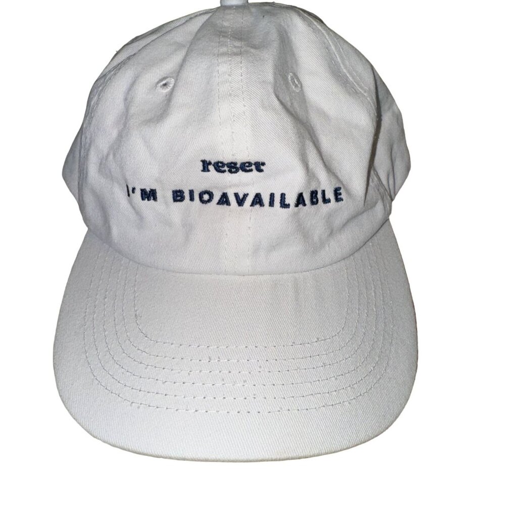 Hit Wear Reset I'm Bioavailable White Navy Blue 100% Cotton Hat